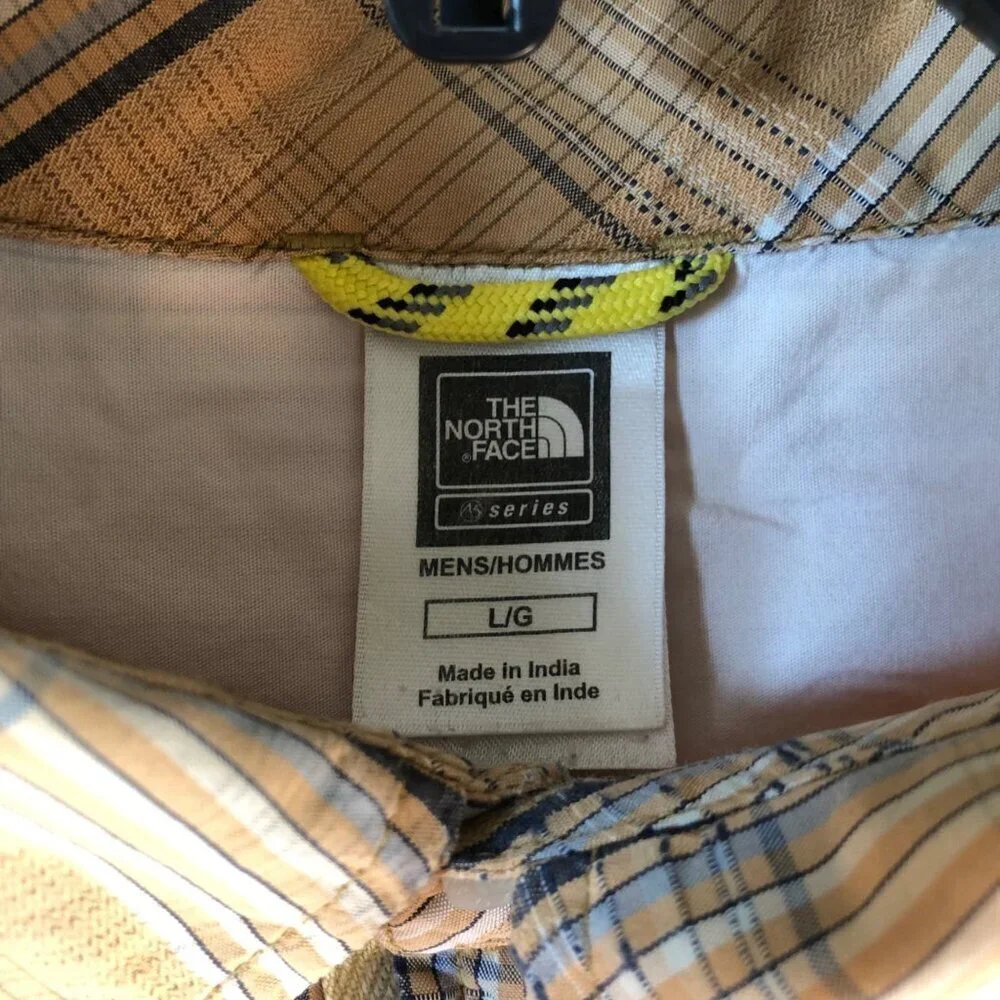 The North Face A5 Series 100% Cotton Long Sleeve Button Front Brown Shirt Sz L